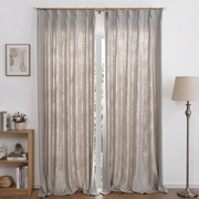 Helen dusty mauve linen-look curtains framing a living room window with soft natural folds