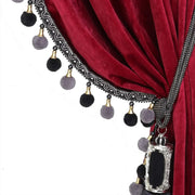 pompom velvet curtains